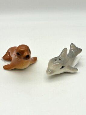 Cracker Barrel Salt & Pepper Shakers, Sea Lion & Dolphin Marine Animals UNUSED